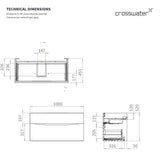 Crosswater Wall Mounted Vanity Unit Crosswater Glide II Wall Mounted Two Drawer Vanity Unit with Worktop