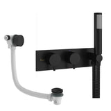 Crosswater Concealed Shower Set Matt Black Crosswater Design 2 Handle 2 Outlet Shower Set 5 with Integrated Handset and Overflow Bath Filler