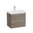 Roca Wall Mounted Vanity Unit Dark Elm Roca Ona 650mm Wall Mounted Two Drawer Vanity Unit with Basin