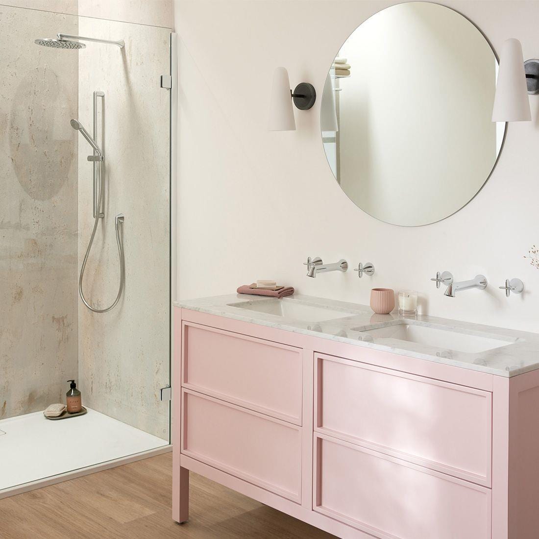 VADO Wall Mounted Basin Tap Vado Arrondi Wall Mounted 3 Hole Cross Handle Basin Mixer Tap  in Chrome