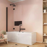 Crosswater Bath Screen Matt Black Crosswater Asura 8mm Fully Folding Bath Screen