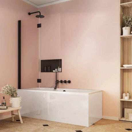 Crosswater Bath Screen Matt Black Crosswater Asura 8mm Fully Folding Bath Screen