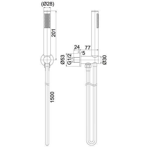 Crosswater Shower Handset Crosswater MPRO Wall Mounted Outlet with Shower Handset and Hose