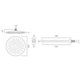 Vado Fixed Shower Head Vado Arrondi 250mm Round Shower Head with Wall Mounted Shower Arm in Chrome