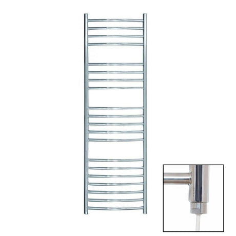 JIS Ladder Rail 1250 x 400mm / Satin Chrome / Electric Only JIS Sussex Adur Vertical Stainless Steel Curved Heated Towel Rail