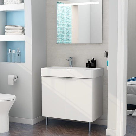 Imex Floor Standing Vanity Unit Matt White Imex Blade Floor Standing  800mm Double Door Vanity Unit with Basin