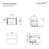 Crosswater Wall Mounted Vanity Unit Crosswater Glide II 2 Drawer 600mm Vanity Unit in White Gloss with 1 Tap Hole Ceramic Basin