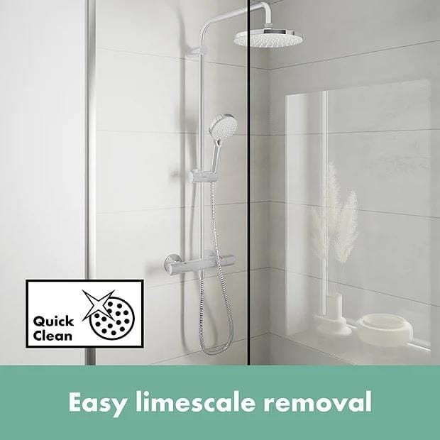 Hansgrohe Exposed Shower Set Hansgrohe Vernis Blend Showerpipe 200 Exposed Thermostatic Shower Set with Fixed Shower Head and Handset in Chrome