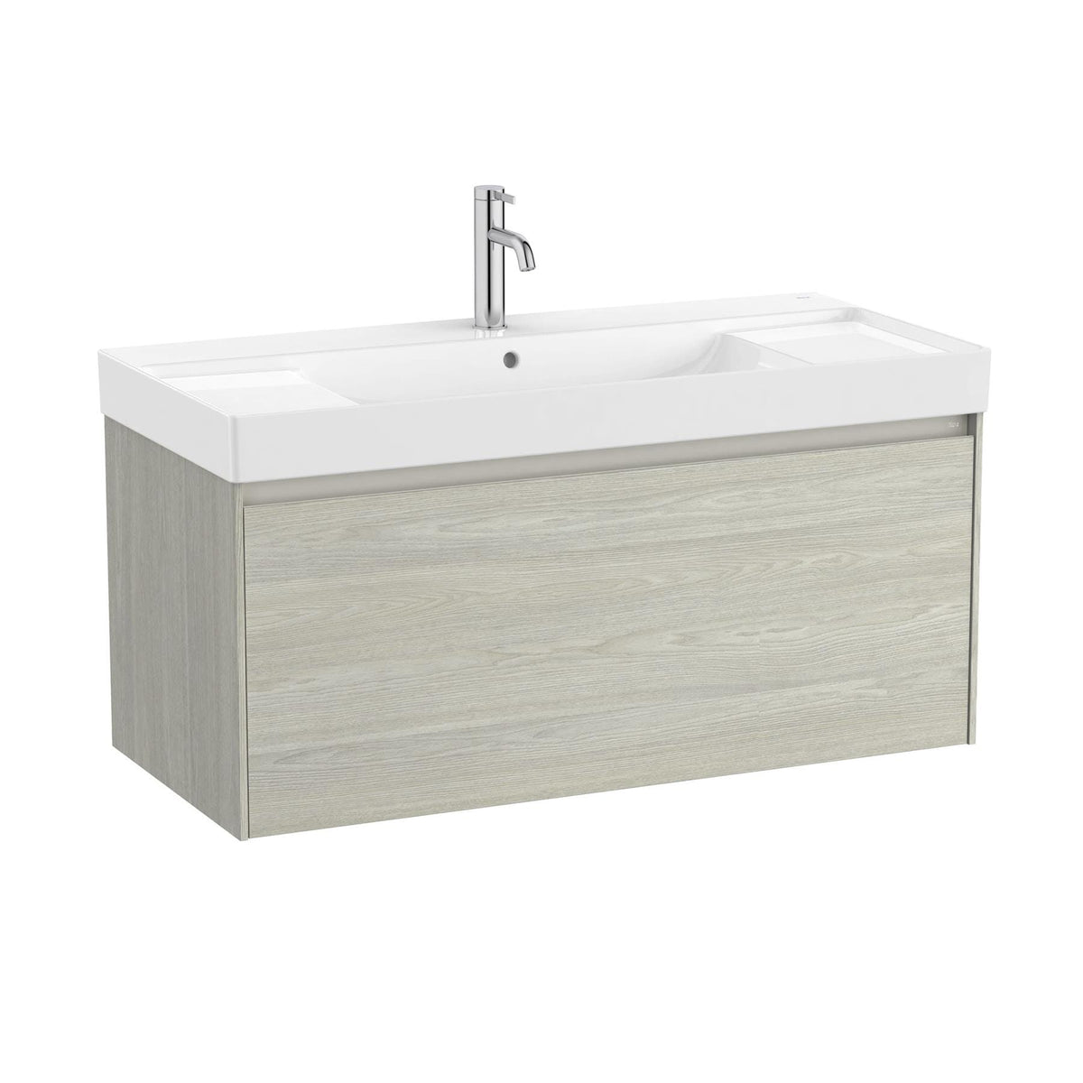 Roca Wall Mounted Vanity Unit White Oak Roca Ona 1000mm Wall Mounted One Drawer Vanity Unit with Basin