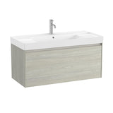 Roca Wall Mounted Vanity Unit White Oak Roca Ona 1000mm Wall Mounted One Drawer Vanity Unit with Basin
