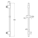 Roca Shower Riser Rail Roca Sensum 700mm Shower Slide Rail with Adjustable Handset Bracket