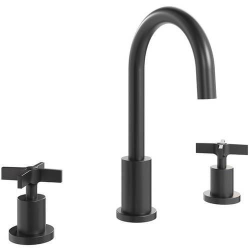 Clearwater 3 Hole Basin Set Clearwater Clover 3 Hole Basin Mixer Tap in Matt Black