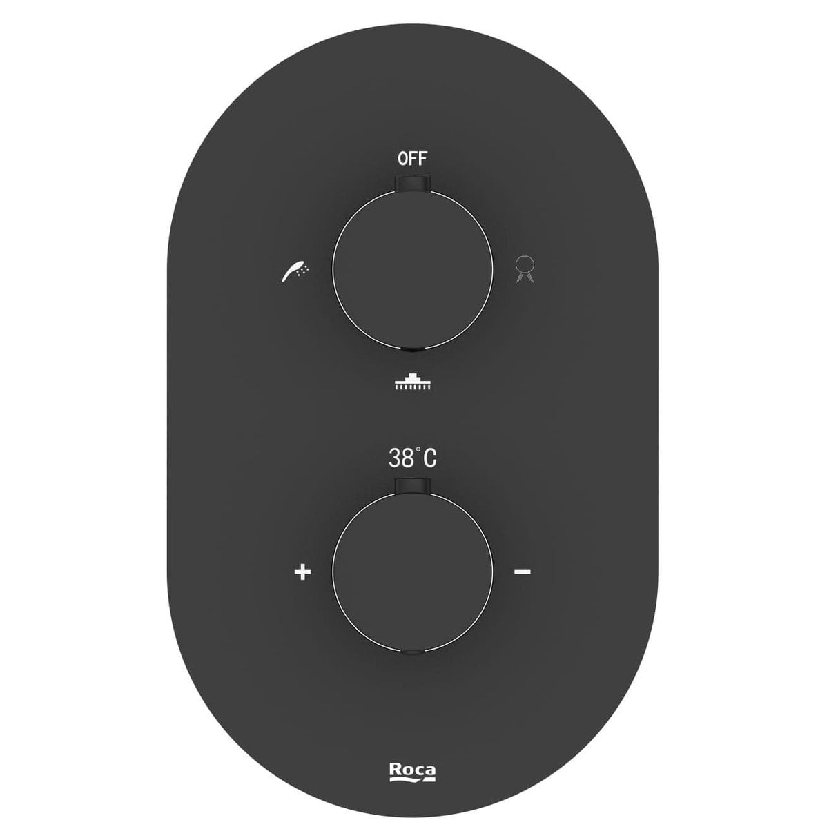Roca Concealed Shower Valave Matt Black Roca Splash-T 3 Outlet, 2 Handle Concealed Thermostatic Shower Valve