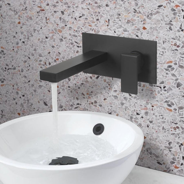 Crosswater Wall Mounted Basin Tap Matt Black Crosswater Verge 2 Hole Wall Mounted Basin Mixer Tap