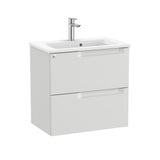 Roca Wall Mounted Vanity Unit Pebble Grey Roca Aleyda Compact 600mm Wall Mounted Two Drawer Vanity Unit with Basin
