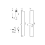 Vado Riser Rail Vado Arrondi Slide Rail Shower Kit with Handset and Wall Outlet in Chrome