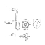Roca Concealed Shower Set Roca T-500 Round Thermostatic Concealed Shower Valve with with Shower Handset and Slide Rail Set