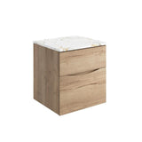 Crosswater Wall Mounted Vanity Unit 500mm / Windsor Oak / Gold Vein Estatuario Crosswater Glide II Wall Mounted Two Drawer Vanity Unit with Worktop