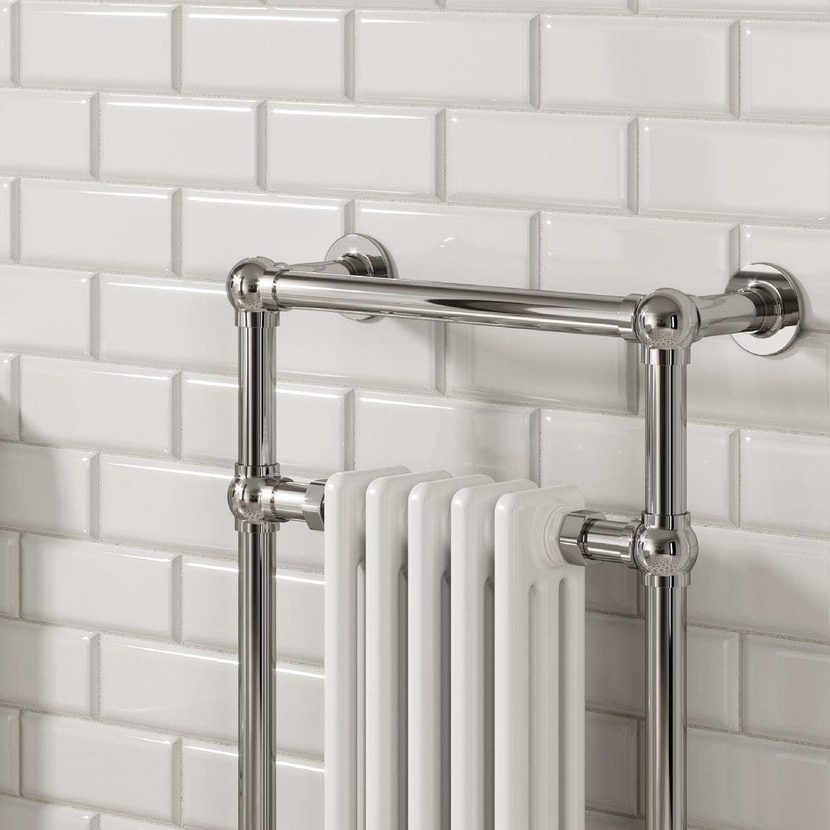 Reina Inset Radiator Reina Oxford Central Heating Traditional Towel Radiator in Chroma/White - 960 x 500mm