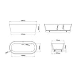 Eastbrook Modern Freestanding Bath Eastbrook Putney Low Level Freestanding Bath - 1590 x 740mm in Gloss White