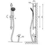 TED Shower Riser Rail TED Round Riser Rail Shower Kit with Handset and Wall Outlet
