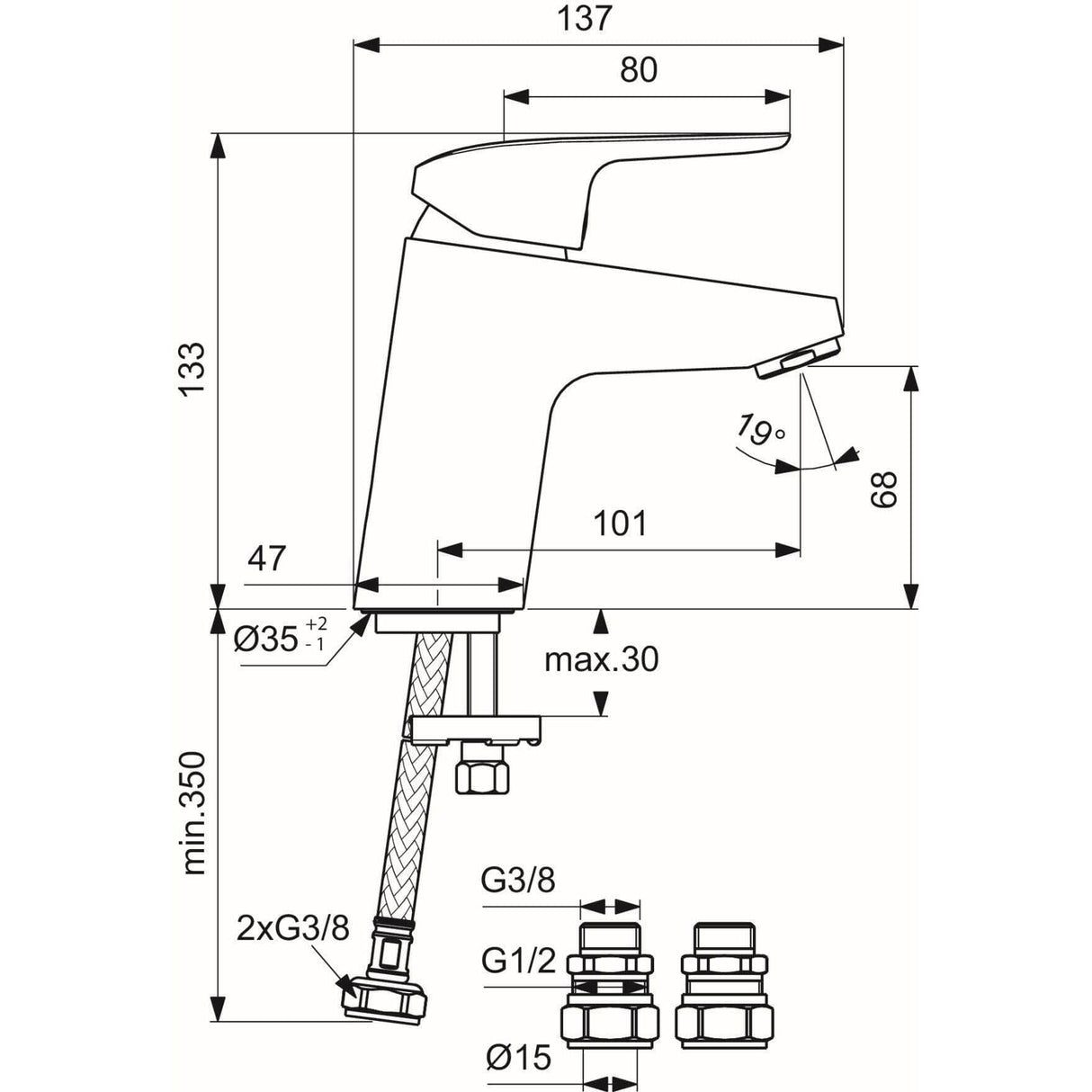 Ideal Standard Mono Basin Tap Ideal Standard Ceraflex Single Lever Basin Mixer Tap