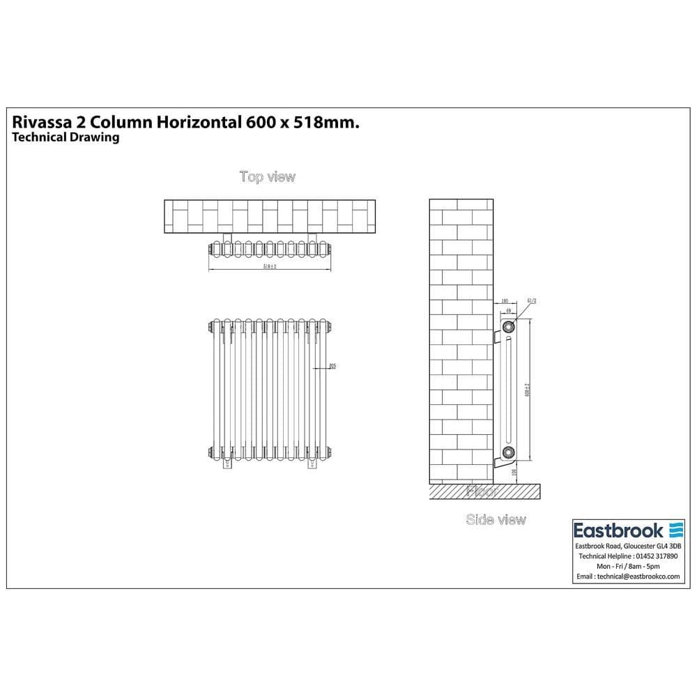Eastbrook Rivassa Traditional 2 Column Radiator in Gloss White