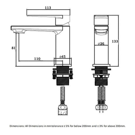 RAK Mono Basin Tap RAK Blade Mini Mono Basin Mixer Tap with Clicker Waste in Chrome