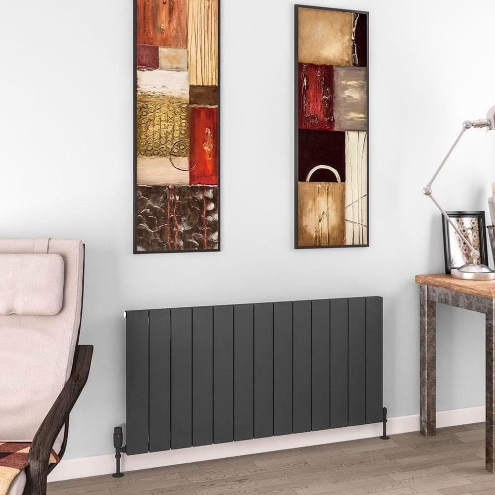 Eastbrook Panel Radiator 600 x 1230 / Dual Fuel Eastbrook Charlton Horizontal Aluminium Designer Radiator in Matt Anthracite