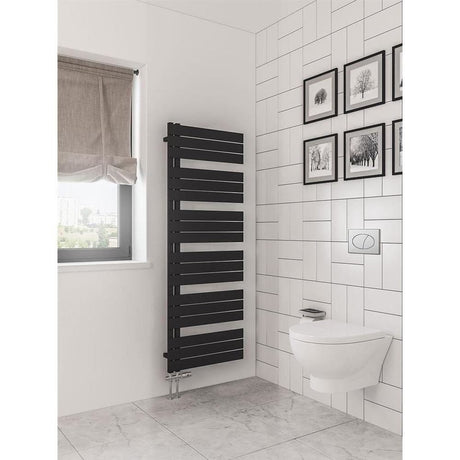 Eastbrook Helmsley Straight Vertical Designer Towel Rail in Matt Black