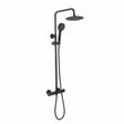 Aquarius Bathrooms Exposed Shower Set Matt Black Aquarius RainLux Eco Round Adjustable Exposed Bar Shower System