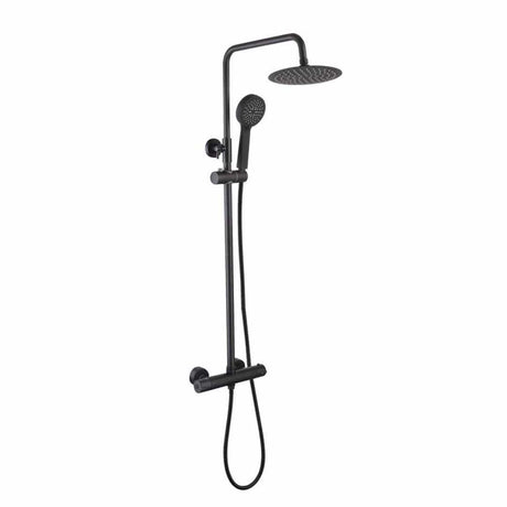 Aquarius Bathrooms Exposed Shower Set Matt Black Aquarius RainLux Eco Round Adjustable Exposed Bar Shower System