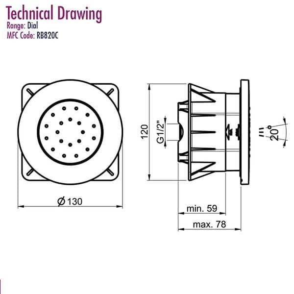 Crosswater Dial Rotating Body Jet in Chrome