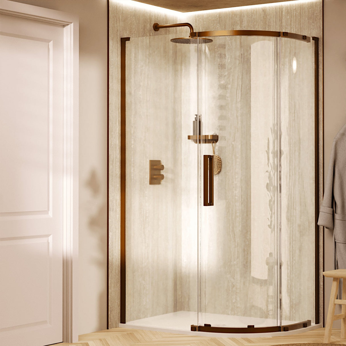 Crosswater Quadrant Shower Enclosure 1200 x 800 / Brushed Bronze Crosswater Asura 8mm Quadrant Sliding Shower Door