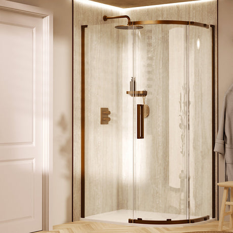 Crosswater Quadrant Shower Enclosure 1200 x 800 / Brushed Bronze Crosswater Asura 8mm Quadrant Sliding Shower Door