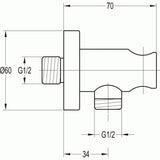 Flova Shower Brackets and Outlets Flova Levo Round Wall Outlet Elbow with Handset Holder