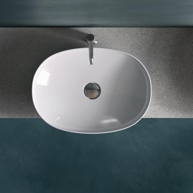 RAK Semi-Recessed Basin RAK Variant Oval 600mm Drop-In Countertop Basin in Alpine White