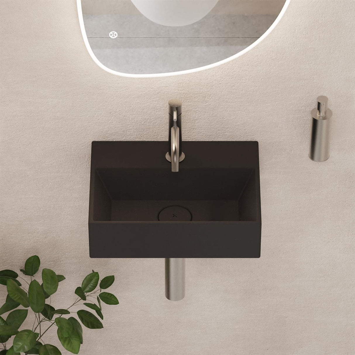 Crosswater Cloakroom Basin Black Matt / 400 x 300mm Crosswater Beck Cloakroom Basin with Waste