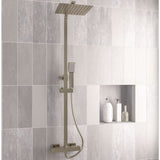 Eastbrook Exposed Shower Set Brushed Brass Eastbrook Modern Square Thermostatic Shower Valve Set with Adjustable Riser, Showerhead and Handset