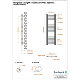 Eastbrook Ladder Rail Eastbrook Wingrave Vertical Straight Heated Towel Rail - 1000 x 300mm in Matt Anthracite
