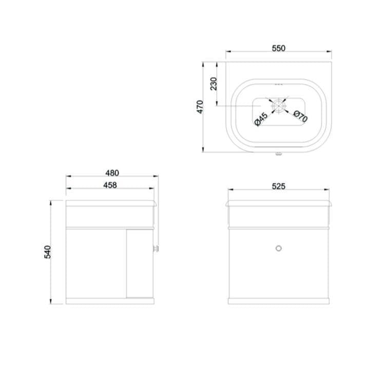 Burlington Chalfont 550mm Wall Mounted Single Drawer Vanity Unit with Basin