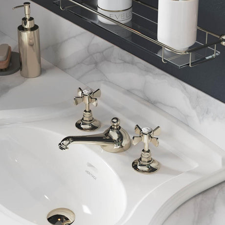 Heritage 3 Tap Hole Basin Set Heritage Dawlish 3 Tap Hole Basin Mixer Tap with Pop-Up Waste