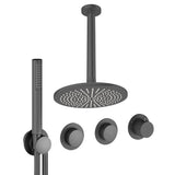 UK Bathroom Store Concealed Shower Set Slate / Ceiling Arm / 300mm Crosswater Module Shower Set 8 - 2 Outlet with Pencil Handset and Overhead Shower