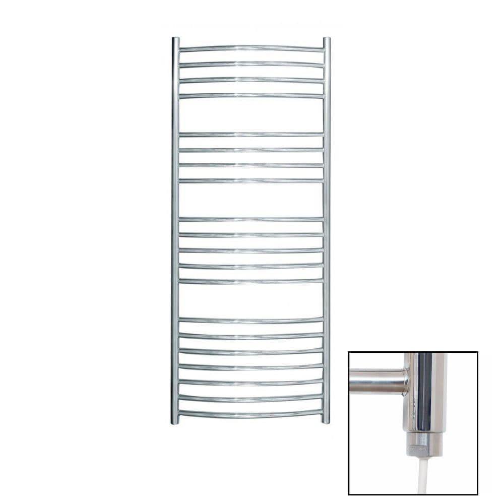 JIS Ladder Rail 1250 x 520mm / Satin Chrome / Electric Only JIS Sussex Adur Vertical Stainless Steel Curved Heated Towel Rail