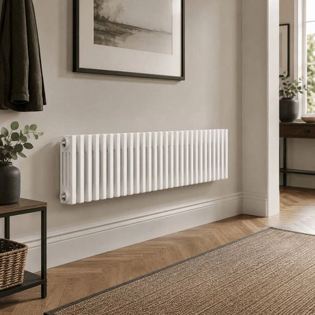 Aquarius Bathrooms Column Radiator 400mm x 1190mm Aquarius Foundry Horizontal 4 Column Radiator in White