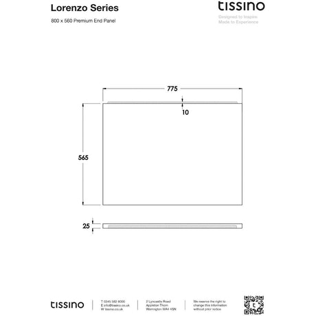 Tissino Bath Panel 750 x 560mm / Premium Tissino Lorenzo End Bath Panel