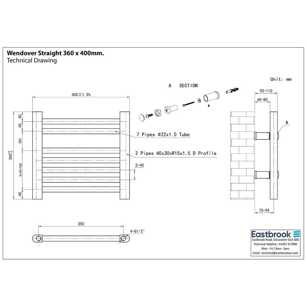 Eastbrook Wendover Straight Heated Towel Rail in Chrome