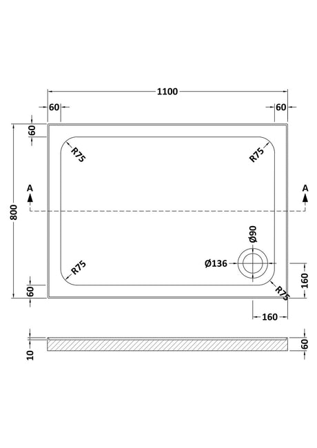 Aquarius Bathrooms Rectangle Shower Tray 1100x800mm Aquarius Urbano Rectangular Stone Resin Shower Tray with 4 Upstands