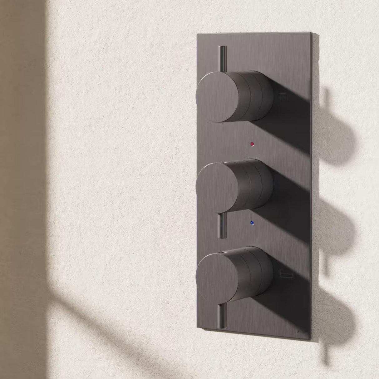 Crosswater Concealed Shower Valve Slate Crosswater MPRO 2 Outlet, 3 Handle Portrait Concealed Thermostatic Shower Valve
