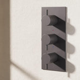 Crosswater Concealed Shower Valve Slate Crosswater MPRO 2 Outlet, 3 Handle Portrait Concealed Thermostatic Shower Valve